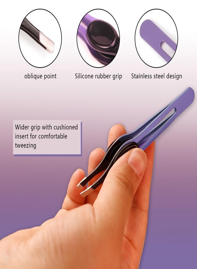 Abvsdu 4 PCS Non-Slip Grip Tweezers, Tweezers for Women Facial Hair, Stainless Steel Bevel Tweezer, Professional Eyebrow Shaping Tweezer for Men and Women, Facial Hair, Blackhead Remover - Image 3